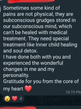 WhatsApp testimonial about inner peace